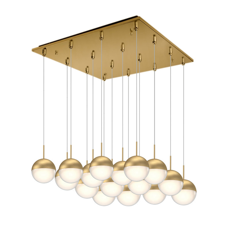 Pluto LED Pendant, Brushed Gold, 16 Lights, 132 W