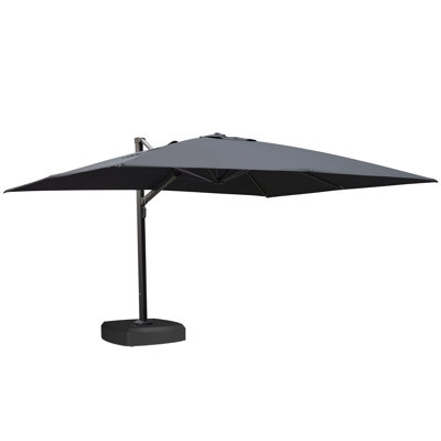 Parasol en porte-à-faux rectangulaire à manivelle avec base à roulettes Malieya 120 "x 156", gris