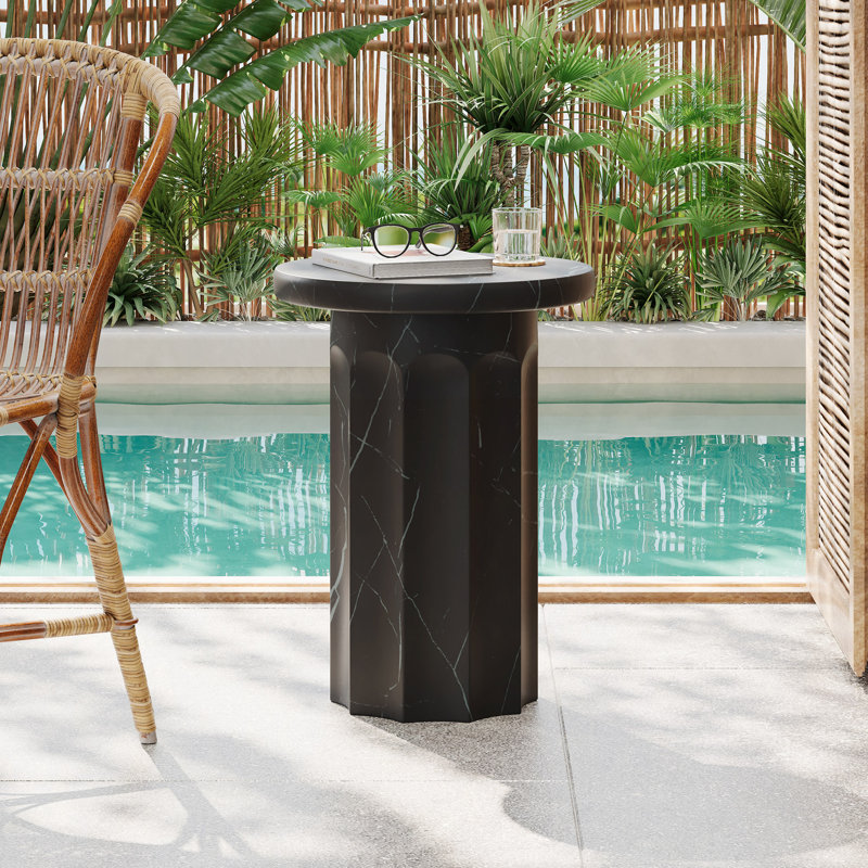 Table d'appoint d'extérieur effet béton, table de bout Mgo de salon