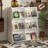 Modern Double-Sided Magazine Rack And Bookshelf Organizer With 12 Storage Compartments, Freestanding Display Shelf For Living Room Or Office, 47.2” High White Storage Cabinet