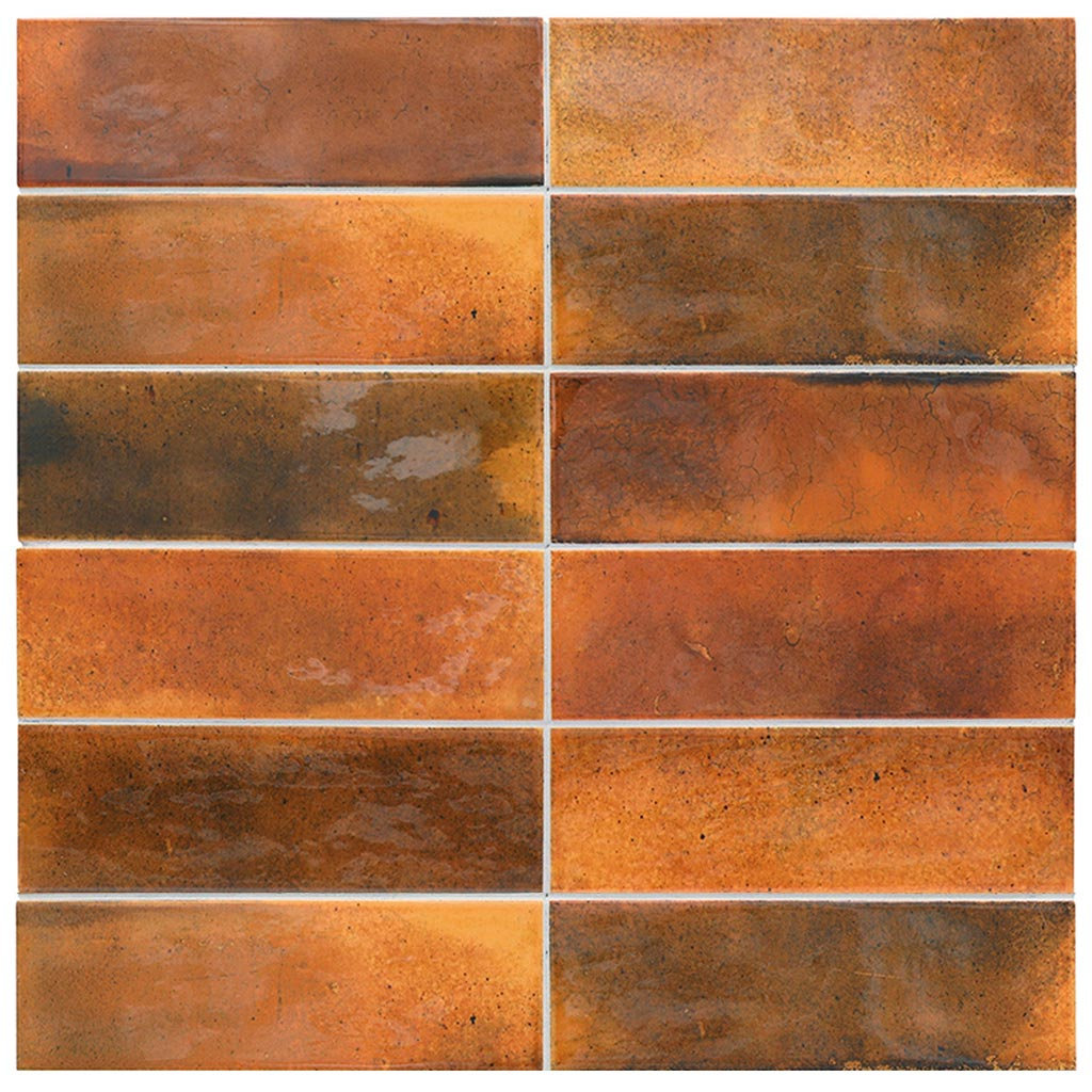 Antiek 3" x 8" Ceramic Subway Tile, Red