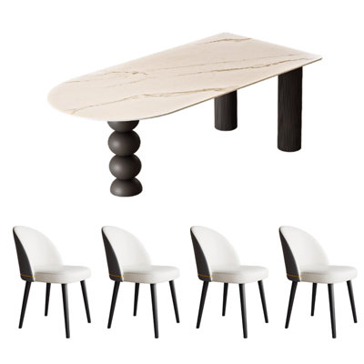 Modern Creative Rock Slab Dining Table Set