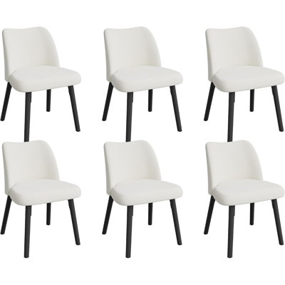 Ensemble de 6 chaises de salle à manger rembourrées en tissu avec dossier incurvé, structure en métal, chaises de cuisine modernes pour le salon, la chambre à coucher, le restaurant, le velours