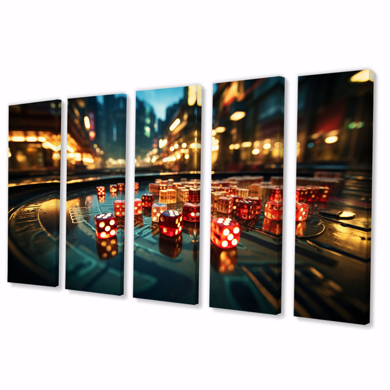 Casino Royale Dice II - Casino & Games Wall Decor - 5 Equal Panels