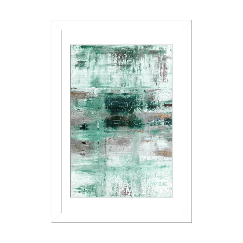 Ciel, Bleu sarcelle, Papier blanc avec cadre d'angle ouvert, H 24 po x l 16 po