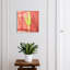Key cabinet, Opens to the left, 30x30x5, Black, Green cactus on a red wall, 