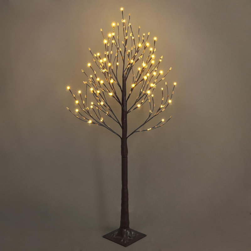 Arbre saule artificiel éclairé 4 pi avec 72 lumières DEL, brindille scintillante de 48 pouces pour la décoration du Festival