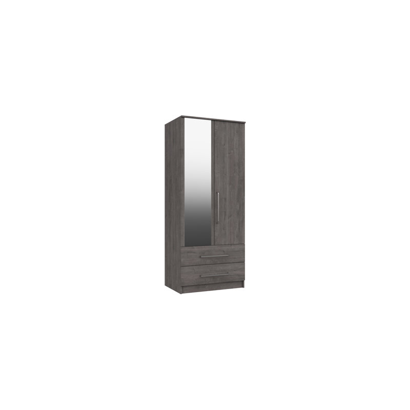Bushnell 2 Door Manufactured Wood Wardrobe, Dark Grey