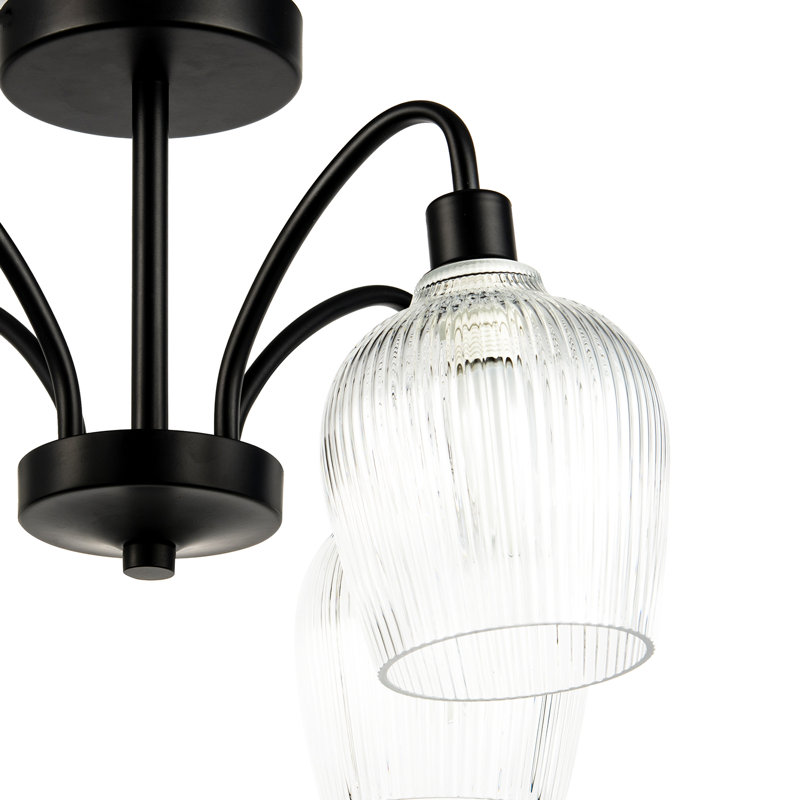Glass Semi Flush Mount, Matte Black