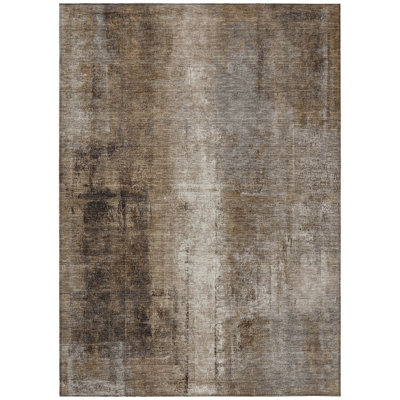 Machine Washable Indoor/Outdoor Xhevrie Brown Rug