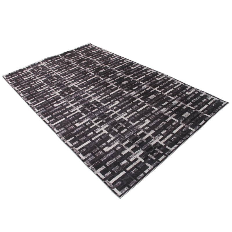 Faux Cowhide Digital Printed Patchwork The Missing Link Contemporary Indoor Area Rug Cotton Canvas Backing (4'' X 6'')