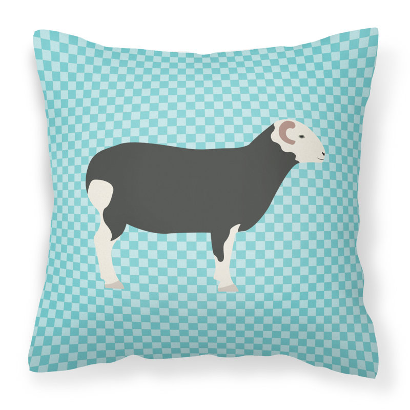 Coussin extérieur herwick ovin check, Bleu, 18 po x 18 po