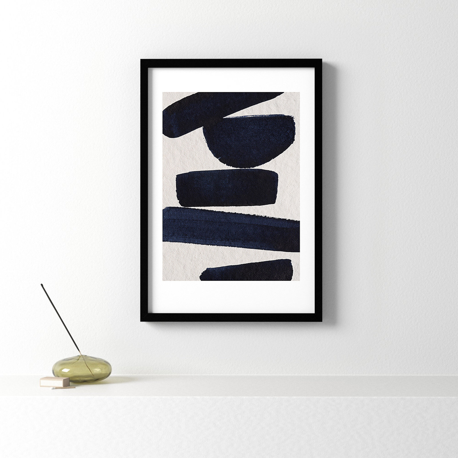 Japandi 5 by Simon West, Black, 25.6" H x 17.4" W x 0.88" D