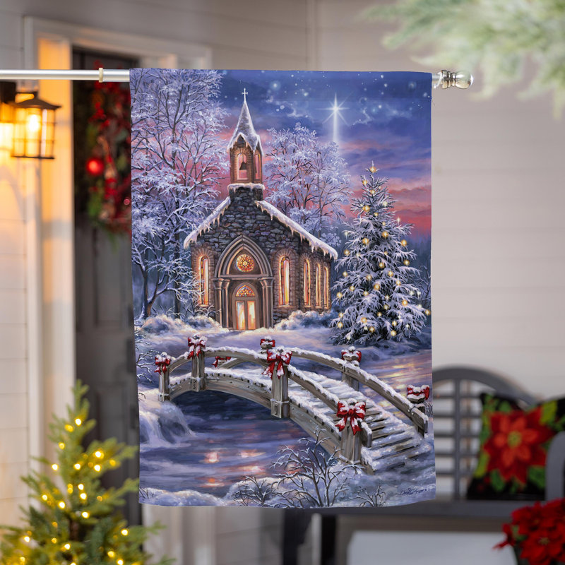 Drapeau de maison en daim Vibrant Winter Church