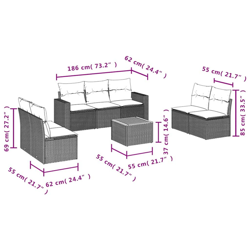 Vidaxl Garden Sofa Set Black, Cream White