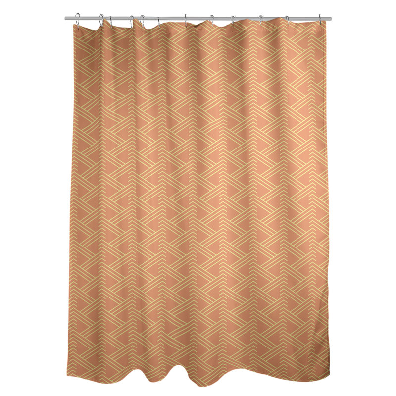 Rideau de douche simple Classic Zig Zag, Orange / Jaune