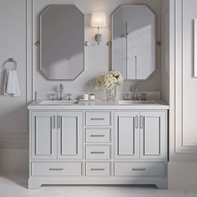 Meuble-lavabo double avec plateau Abshire 61