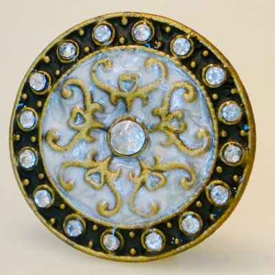 Glamorous Silver and Black Cloisonne Knob