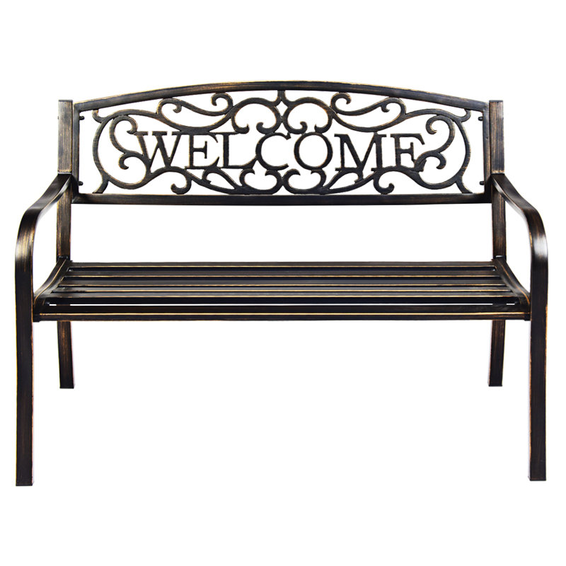 Asya Metal Outdoor Bench, Black/Bronze