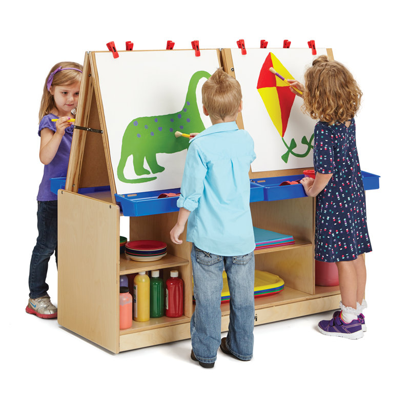 Black Laminate Kids Art Center with Storage Shelves