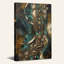 Tableau sur toile aux formes géométriques abstraites turquoise et or-661051556