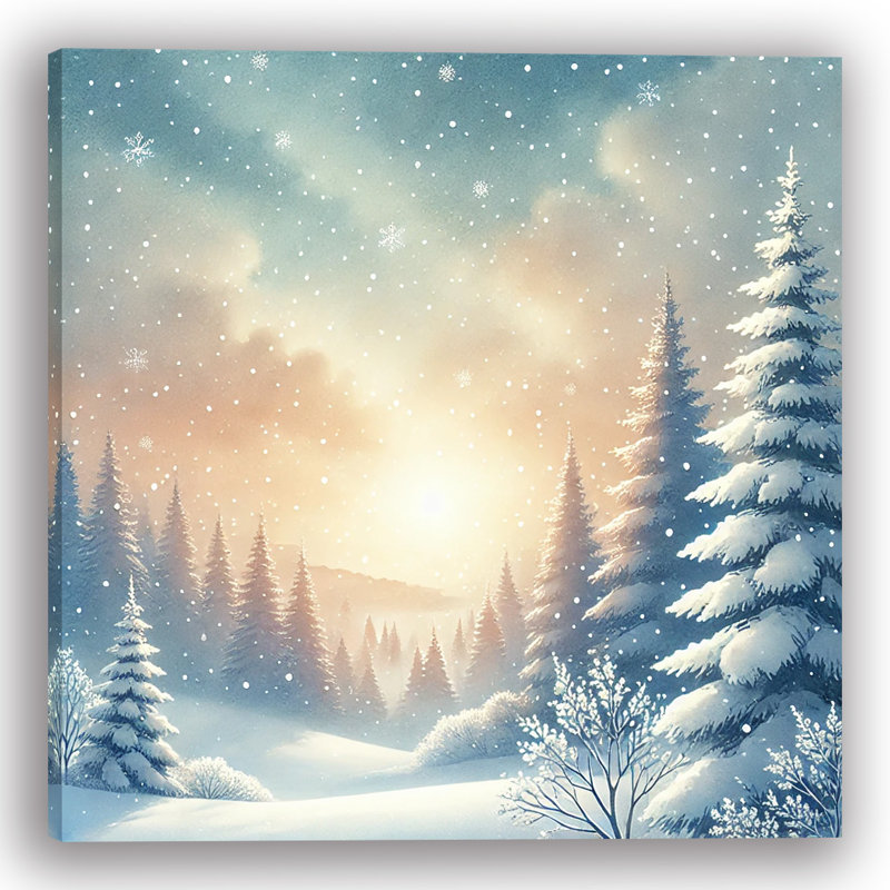 Serene Snowfall: Twilight Glow Canvas Print, 20" H x 20" W