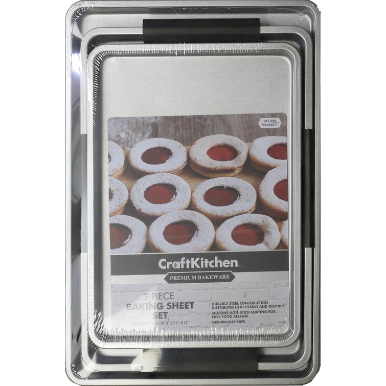 Nifty Set of 3 Non-Stick Cookie and Baking Sheets – Non-Stick Coated Steel,  Dishwasher Safe, Each - Kroger