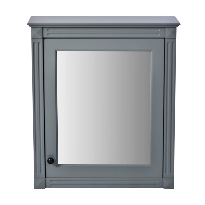 Armoire à pharmacie murale avec miroir et tablettes réglables, Gris