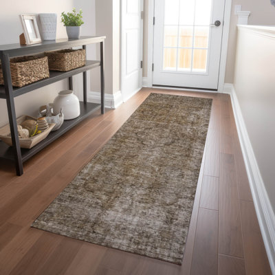 Machine Washable Indoor/Outdoor Cinead ACN1656 Brown Rug