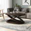 Ensemble de tables basses rétro, ensemble de table de salon en bois avec table basse ovale et tables de bout rondes-490920640