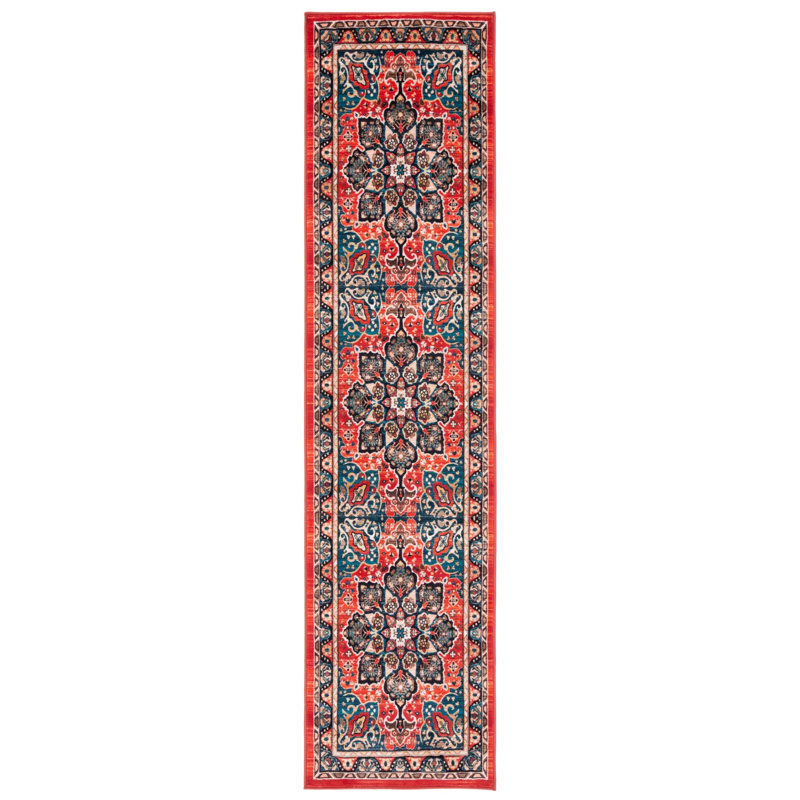 Manado Oriental Black/Red Area Rug, Runner 2'2" x 9'