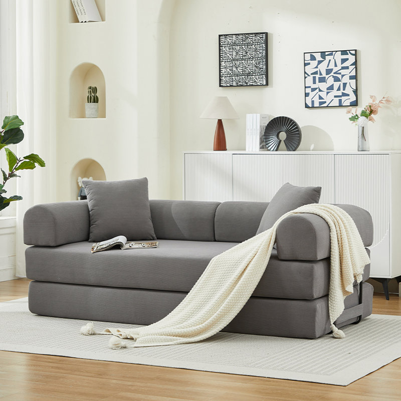 Canapé-lit pliant, canapé-lit convertible de 78,5 po avec 2 coussins, canapé-lit pliant, matelas à ressorts en mousse, canapé-futon pour salon, bureau, appartement
