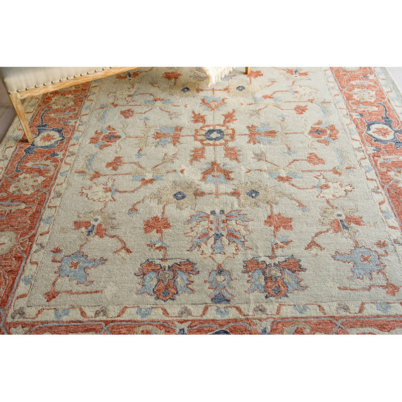 Exquisite Rugs Richmond Serapi Handmade Hand-Tufted New Zealand Wool On Canvas Beige/Rust Area Rug, Rectangle 8' x 10'