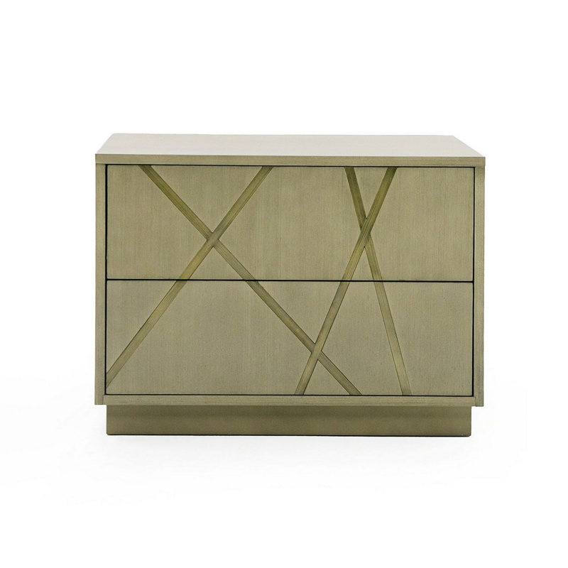 Table de chevet 2 tiroirs en bronze
