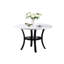 Table contemporaine 5 pièces: siège gris foncé avec table ronde blanche et tablette inférieure pour les dîners décontractés, quatre sièges en velours côtelé-214304297