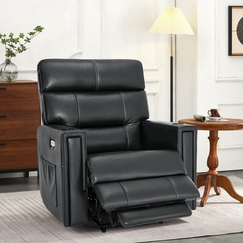 Oversized Dual Motors Lay Flat Power Recliner Lift Chair, for Heights 5'9''-6'7" Big and Tall People, Faux Leather, Black
