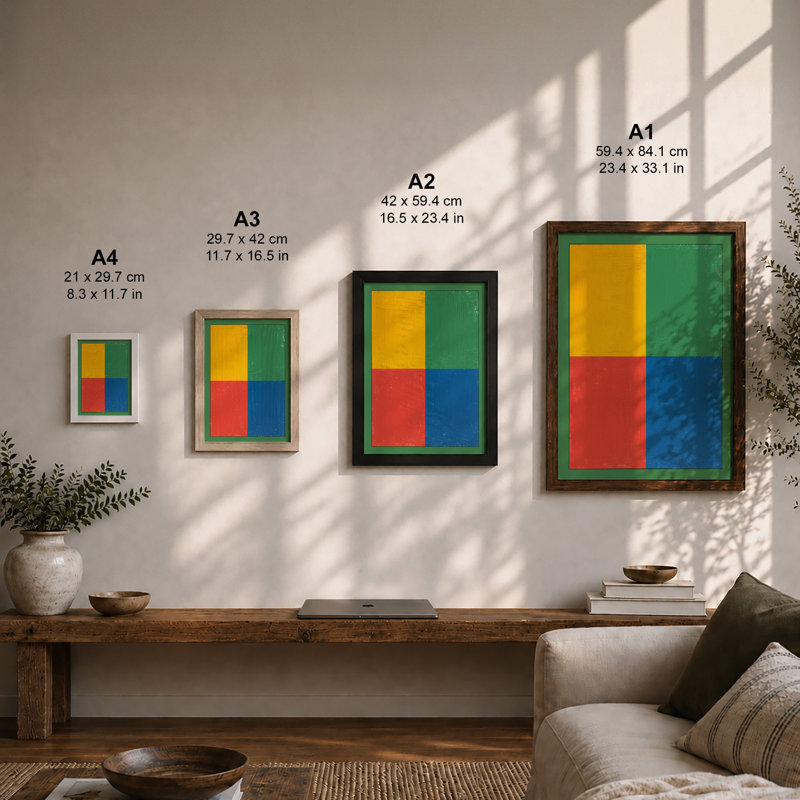 Colour Study Geometric - Framed Print, A2 - 59.4 x 42.0 cm, White