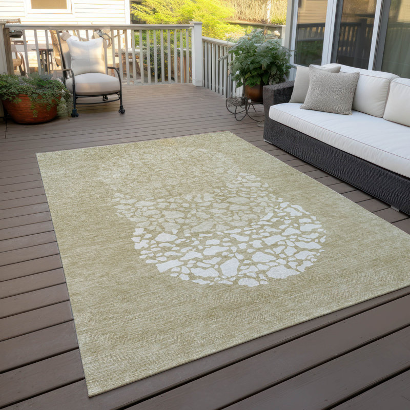 Tapis intérieur / extérieur en polyester tissé à la machine Catalda, Rectangle 2 pi 6 po x 3 pi 10 po