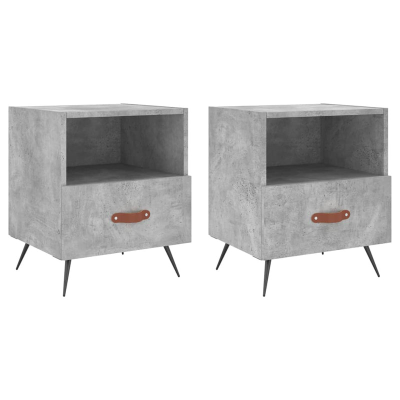 Capodanno 40cm W Manufactured Wood Bedside Table, Concrete Grey