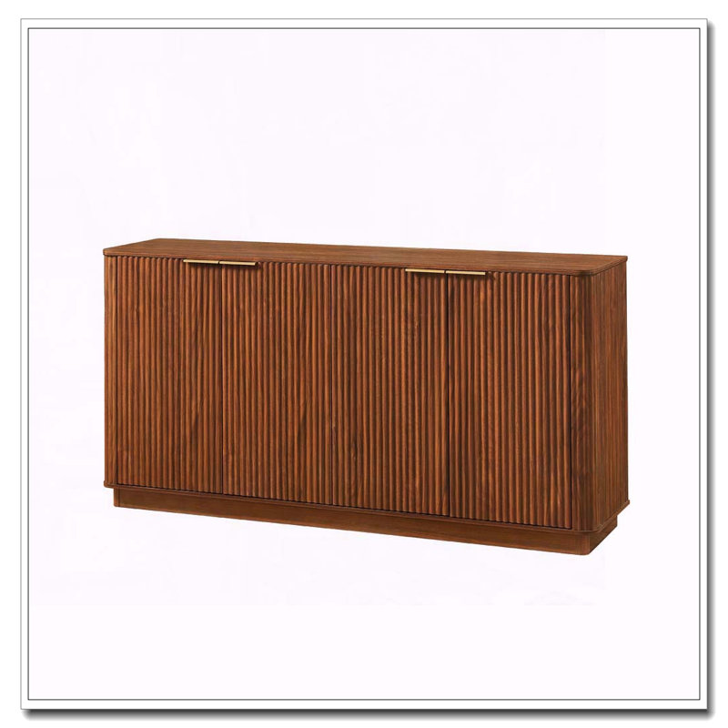 Buffet 63 "à rayures verticales avec rangement, Noyer
