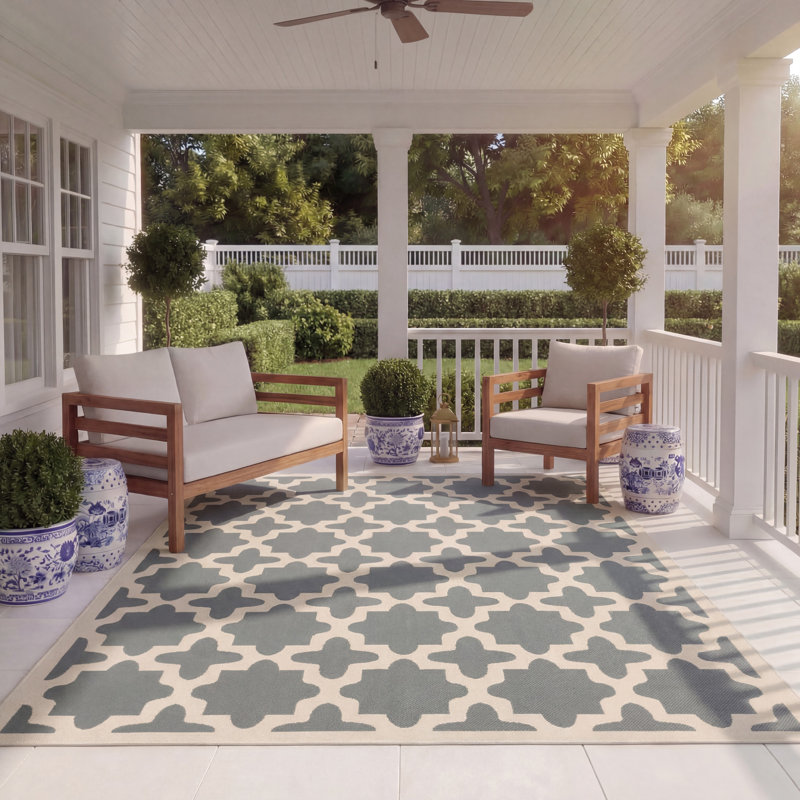 Herefordshire Performance Geometric Indoor/Outdoor Area Rug, Rectangle 8' x 11'