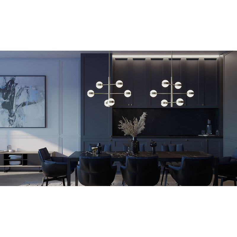 Luminaire suspendu à 6 lumières Verona, Nickel satiné