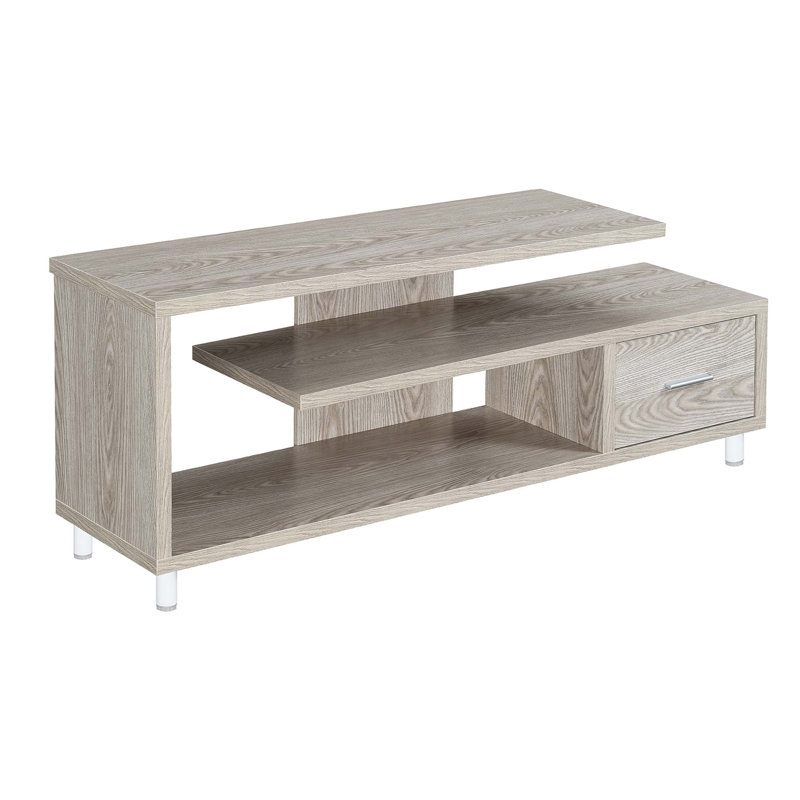 Meuble télé pour téléviseur de 60 po ou moins Edwin, Blanc givré, Bois manufacturé