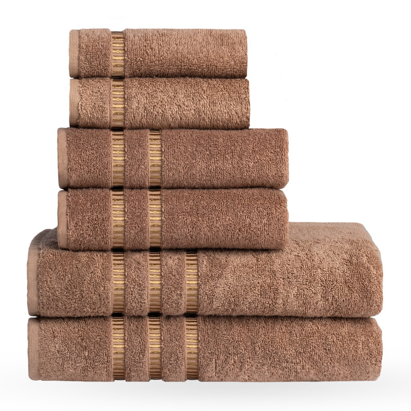 Ensemble de serviettes 6 pièces 100% coton turc doux et absorbant, Latte
