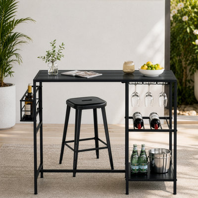 Table de bar d'extérieur en acier thermolaqué noir