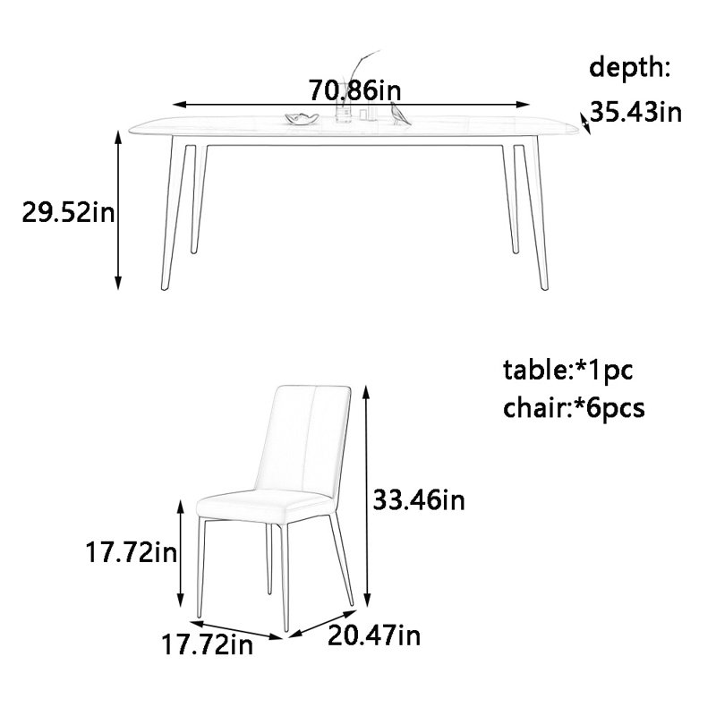 Ensemble de table et chaises Fine Rock, H 29,52 po x L 70,86 po x l 35,43 po