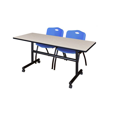 Nicklos Flip-Top Training Nesting Table, 2 M Stack Chairs