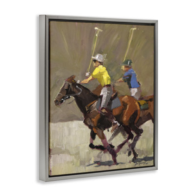 Art mural encadré flottant "Polo Player Athletes" par Jeri Ireland