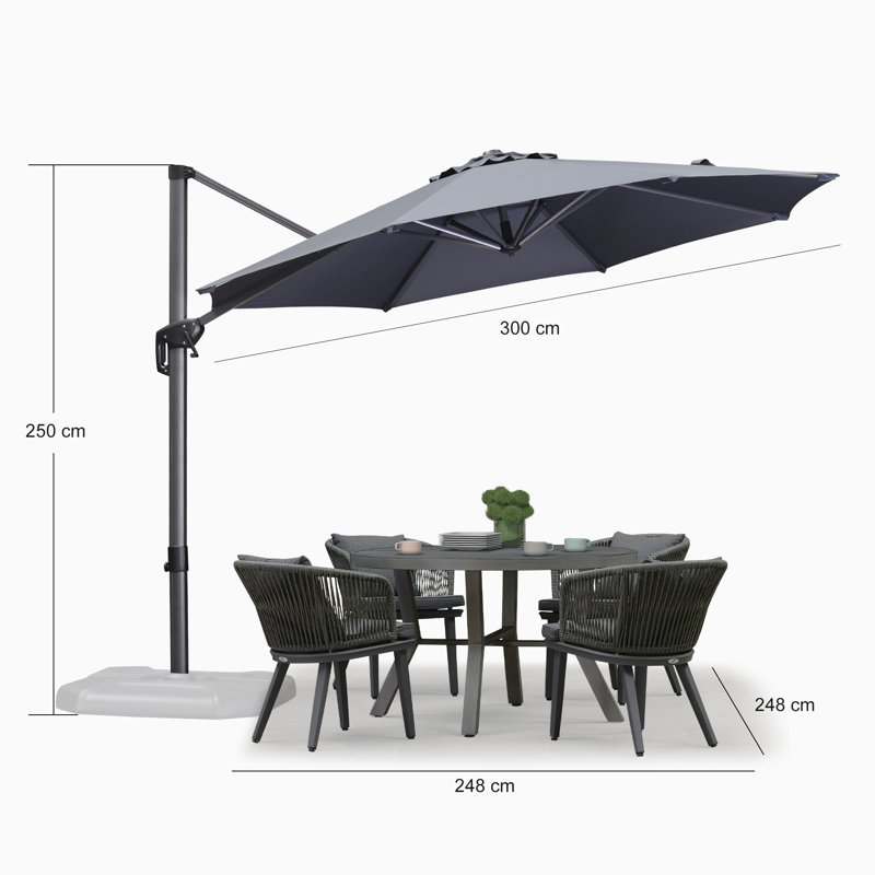 304cm Cantilever Parasol, Grey