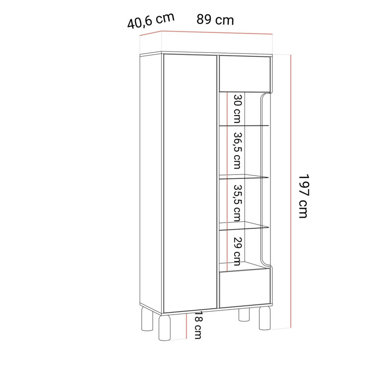 89 cm W Display Cabinet, LED included
